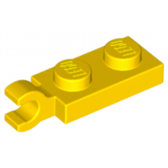 plaat 1x2 met clip aan het einde yellow